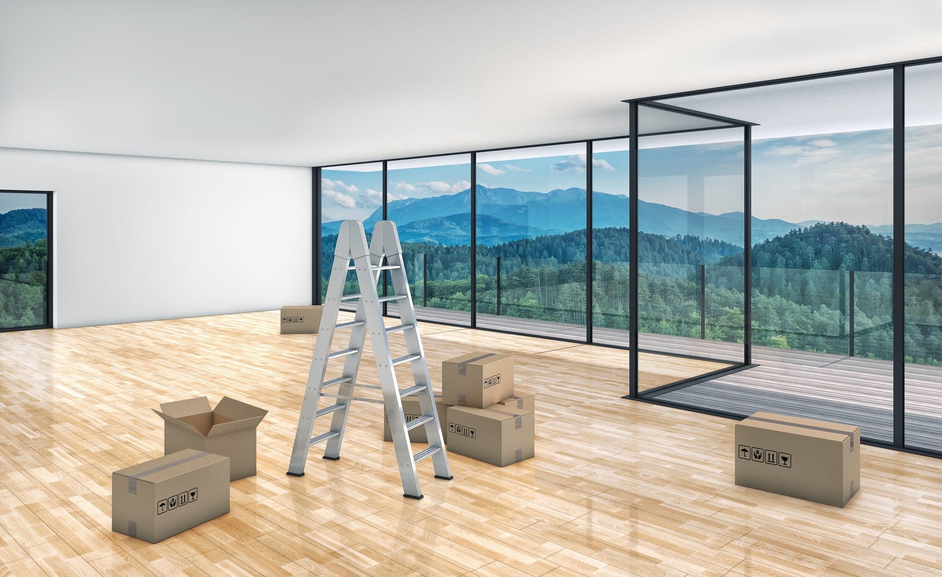 Professional movers carrying furniture into a Colorado home